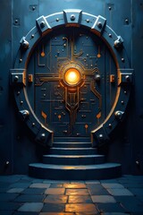 AI Generative. Glowing Sci-Fi Portal of Technology, Security, and Future Access. 2