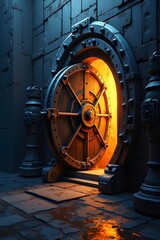 AI Generative. Glowing Sci-Fi Portal of Technology, Security, and Future Access. 4