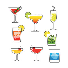 Colorful Cocktail Collection: A Variety of Refreshing Drinks.