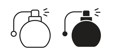 Round perfume bottle icon symbols. app and web UI solid and line icon, EPS10
