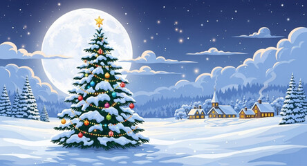 winter landscape with christmas tree