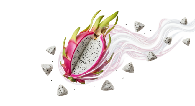 Exotic Dragon Fruit Slice with Fresh Triangles and Swirl
