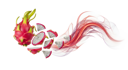 Sliced Dragon Fruit with Abstract Swirls A Vibrant and Healthy Tropical Delight