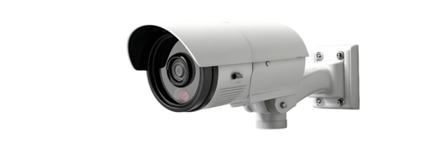 Isolated Surveillance Camera in White Mounted on Wall with Transparent Background Security and Monitoring Equipment for Indoor and Outdoor Use System, PNG