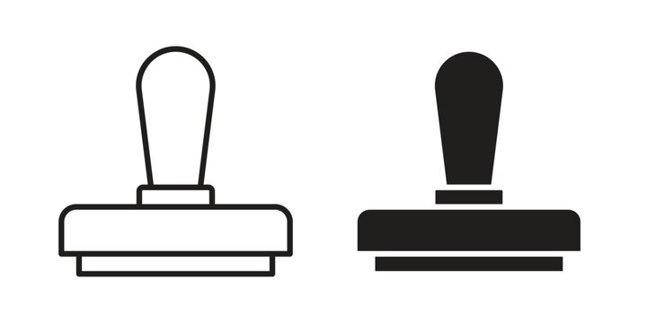 Stamp icon symbols. app and web UI solid and line icon, EPS10