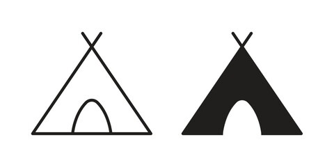 Tepee icon symbols. app and web UI solid and line icon, EPS10 © Win