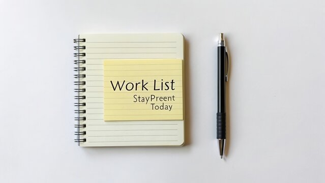 Organized workspace with a notebook, sticky note, and pen for effective task management and daily productivity strategies