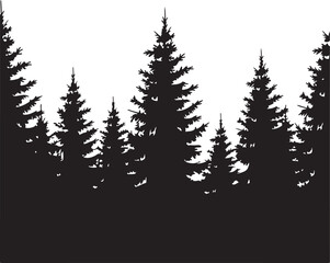Silhouette of pine trees forest landscape vector graphic design