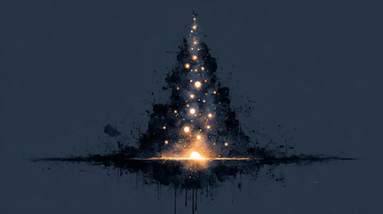 abstract Christmas tree, glowing holiday art, minimalist festive design