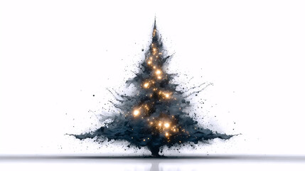 abstract Christmas tree, glowing holiday art, minimalist festive design