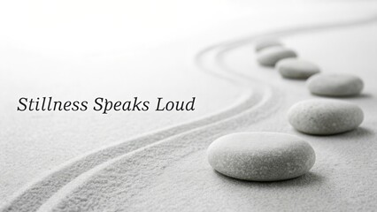 Serene Zen Stones with Raked Sand and Inspirational Text for Peaceful Mindfulness Moments