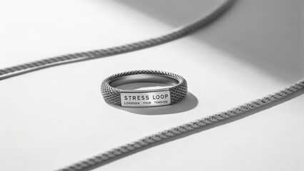 Stress Loop Ring for Reducing Anxiety and Tension with Rope Design on a Minimalist Background