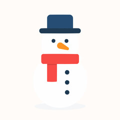 Snowman with Scarf Flat Vector