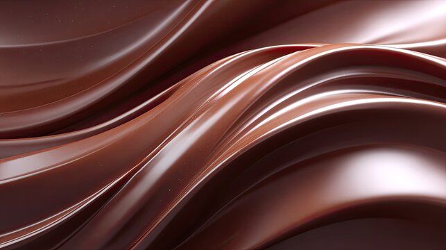 Smooth and Glossy Chocolate Waves with Rich Texture Ideal for Culinary or Dessert-Themed Designs and Backgrounds