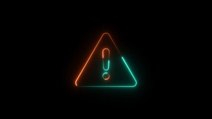 Neon warning animation on black background. Risk caution message sign motion. danger risk alert icon video footage. - Powered by Adobe
