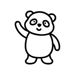 A cute panda bear waving its paw, isolated on