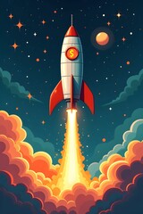 AI Generative. Startup Rocket with Dollar Symbol Accelerating Towards Financial Success. 2