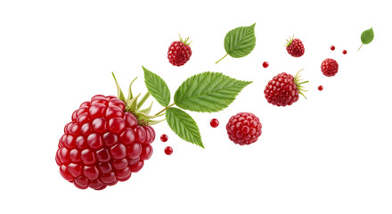 Fresh Raspberry Splash A Vibrant Burst of Nature's Sweetness on a Clean White Background