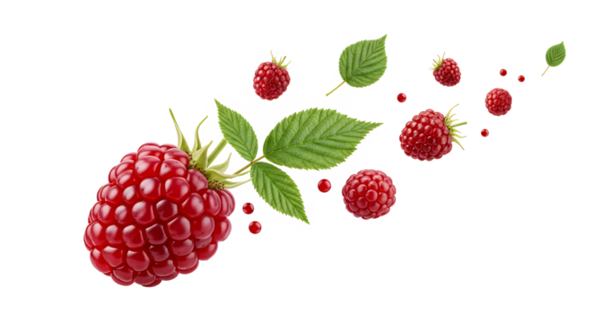 Fresh Raspberry Splash A Vibrant Burst of Nature's Sweetness on a Clean White Background