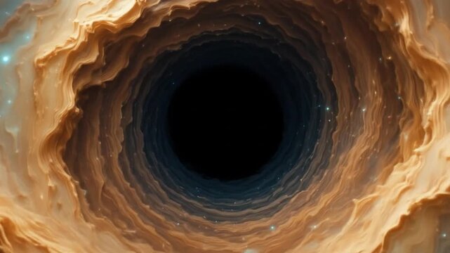 Abstract rotating nebula with a black hole at its center. 4k video