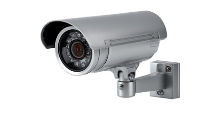 Silver Metal Security Camera with Transparent Background Surveillance Equipment, PNG