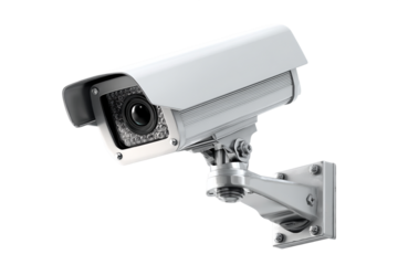 Surveillance Camera Isolated on Transparent Background for Security and Monitoring, PNG