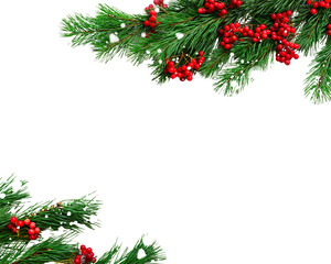 christmas border with holly berries