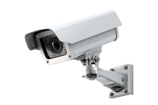 Surveillance Camera Isolated on Transparent Background for Security and Monitoring, PNG