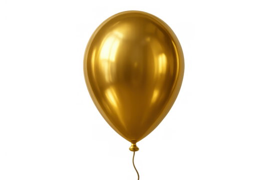 Shiny gold helium balloon for festive occasions. Celebrating good luck, success, luxury, and special moments. Isolated