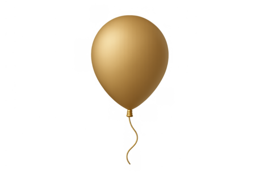 Gold balloon floating, ready for parties, birthdays, anniversaries. Realistic design on transparent background for easy use