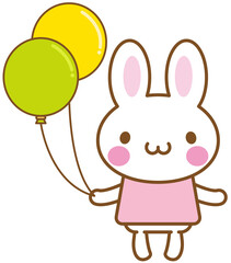 うさぎのキャラクターが風船を持っているイメージイラスト