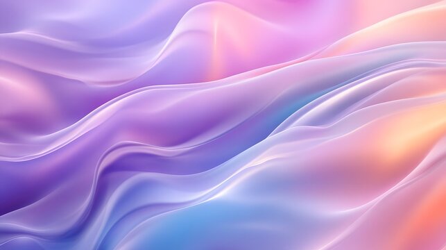 Abstract colorful flowing wavy lines with smooth texture in soft pastel gradients creating calming background.