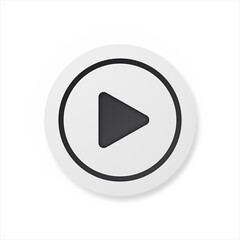 Minimal Black Play Icon on White Circular Button