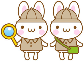 うさぎのキャラクターが探検家の格好をしているイメージイラスト