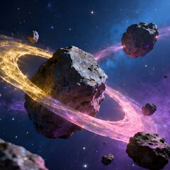 Galactic Trails Through Floating Stone