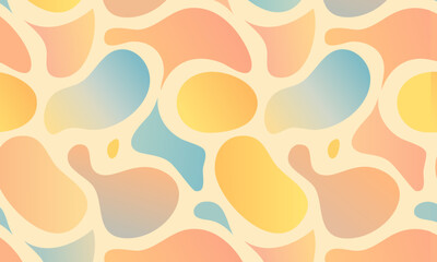 Seamless Abstract Organic Blob Pattern, Pastel Fluid Gradient Vector Background