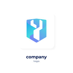 modern blue gradient shield logo