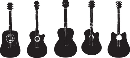 Naklejka premium Acoustic Guitar Body Shapes Silhouette Vector Set