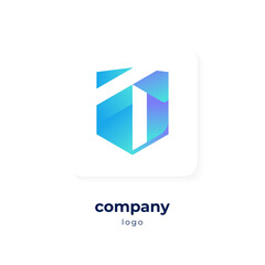 modern blue gradient shield logo
