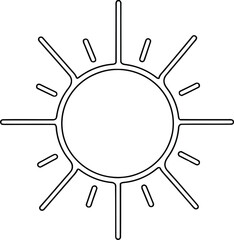 Outline Sun Icon with Rays Simple Vector Sunlight Sign Isolated on Transparent Background Summer Heat and Warmth Symbol Radiation Solar Energy Graphic Element Weather Forecast Logo