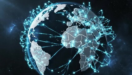 Global network connections visualized on a digital earth globe, technology concept. - Powered by Adobe