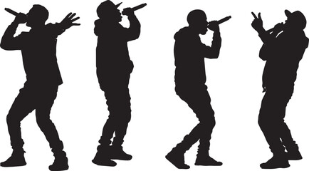 Beatboxer Performing with Microphone Silhouette Collection