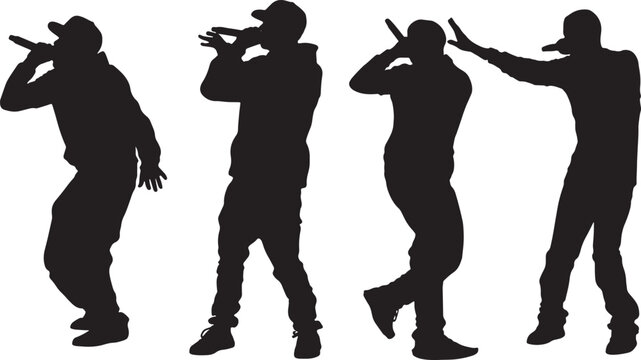 Beatboxer Performing with Microphone Silhouette Collection