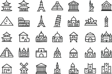 Fototapeta premium Global Landmarks Illustration, World Monuments Art, Famous Architecture Vector, Travel Icon Design