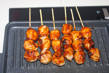 Perfectly Glazed Indonesian Bakso Bakar Skewers Grilling