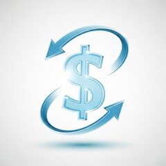 Obraz premium Illustration of a dollar sign surrounded by arrows, symbolizing money transfer isolated on white background