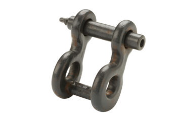 Heavy duty metal shackle connector isolated on transparent background