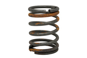 Rusty metal coil spring isolated on transparent background