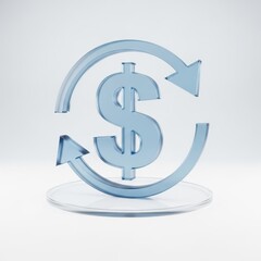 Obraz premium Dollar symbol with circular arrows isolated on white background, representing currency exchange and financial transactions