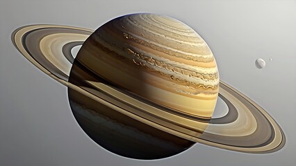 Saturn Planet with Rings Isolated on White Background